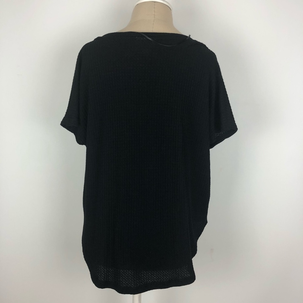 Style & Co Black Waffle-Style T-shirt S - Picture 2 of 4
